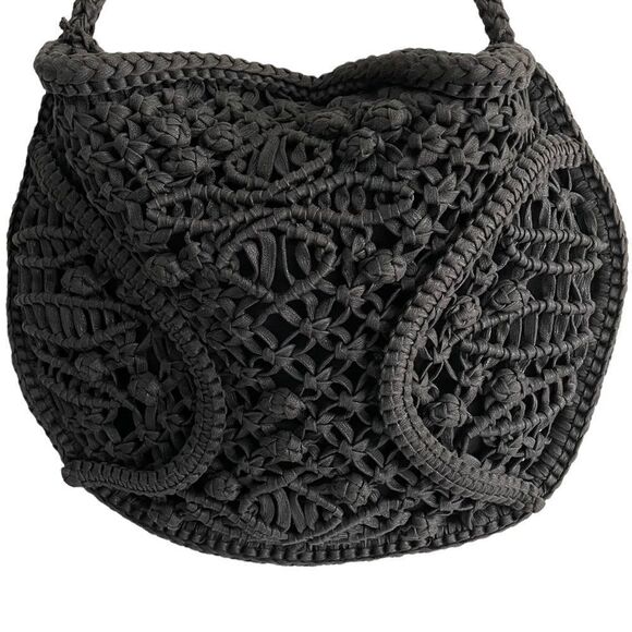 MADE On Earth For David & Scotti Boho Macramé Bag Purse Black One Size - Picture 6 of 11